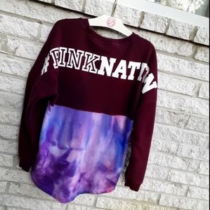 Pink Nation watercolor Tie Dye Varsity Crew ombre
